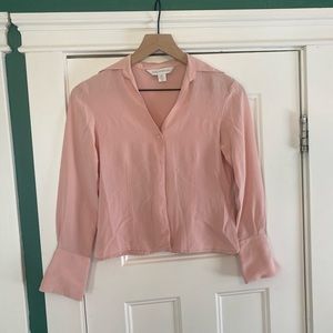 Petite Sophisticate Pink Silk Blouse